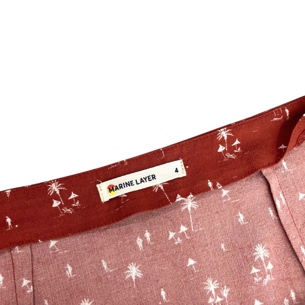 Marine Layer Ryan Midi Slip Skirt Size 4 brick rust orange palm beach print - Picture 8 of 9